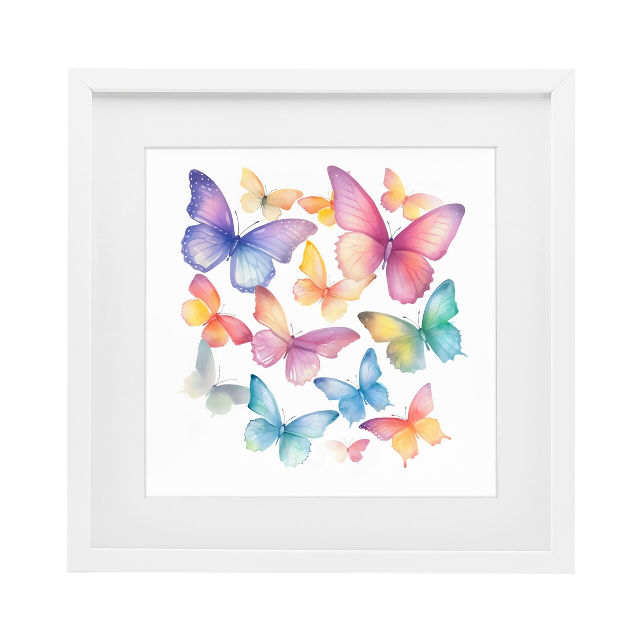 Stupell Industries Rainbow Butterflies Rabble Framed Print Under Glass, design by Creative Studio